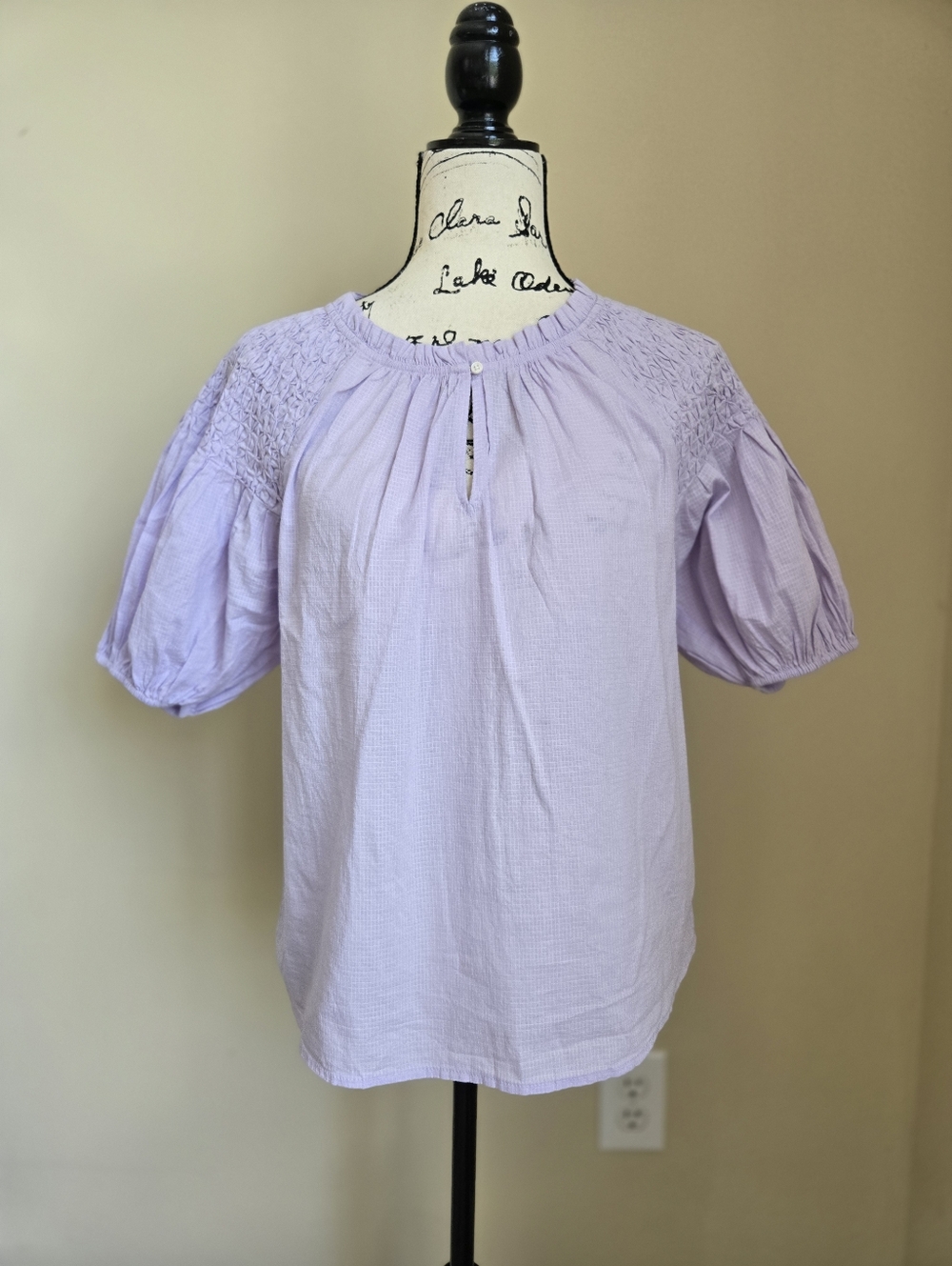 J.Crew Puff Sleeve Top Womens XS Lightweight Cotton Lilac